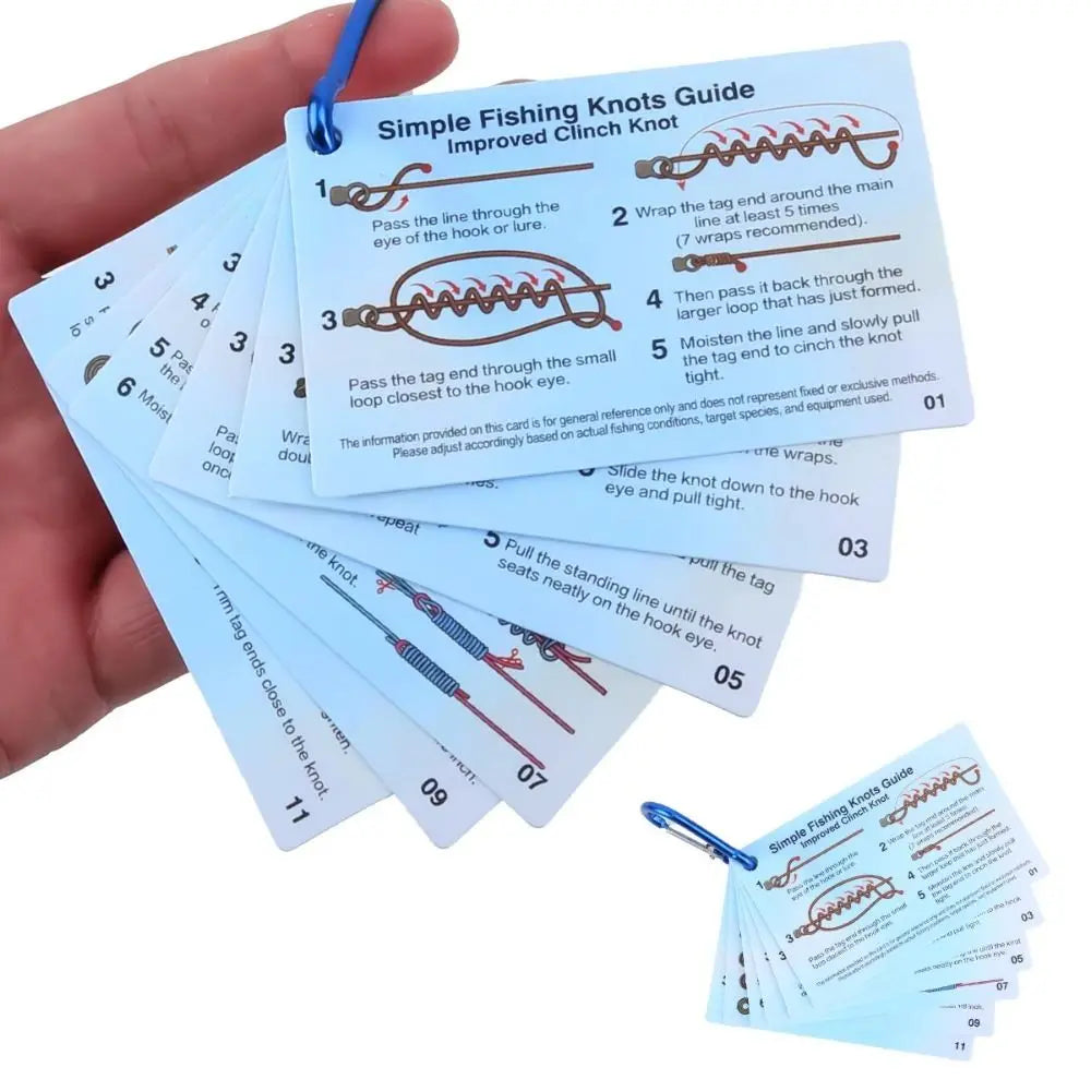 Waterproof Fishing Knot Guide Card Set with Carabiner Clip Fishing Knot Guide Nixie