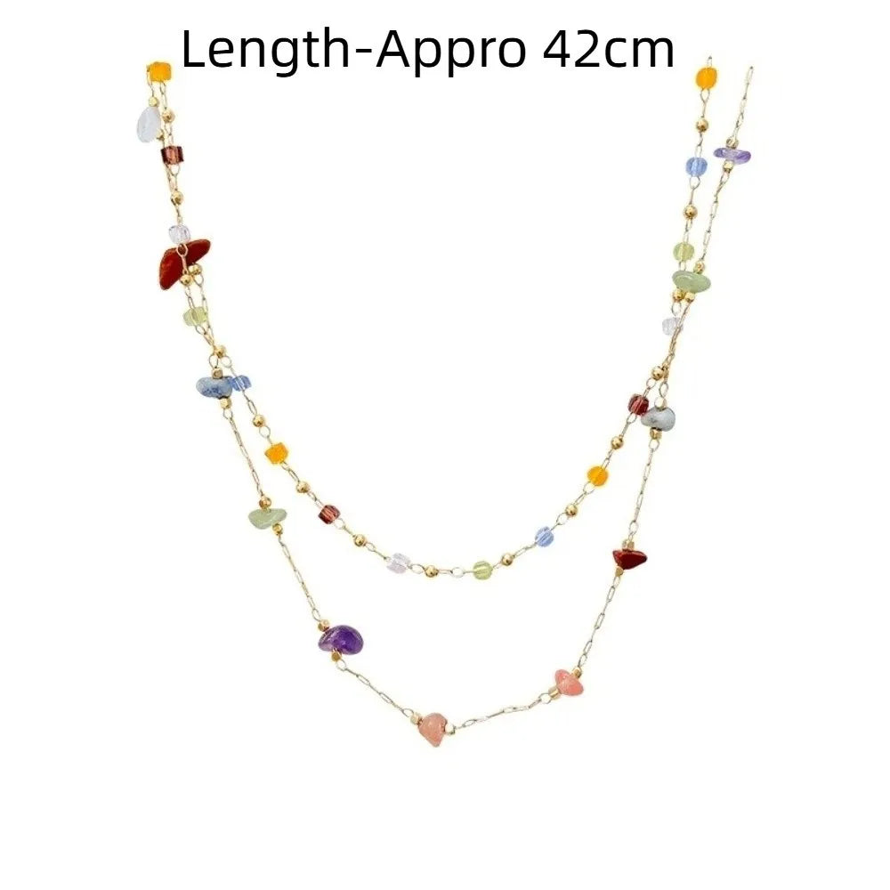 Crystal Bead Clavicle Chain Necklace – Colorful Stone Pendant Pendant Necklace Nixie