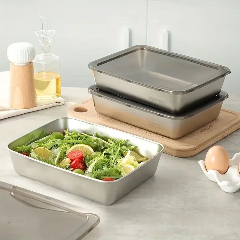 Stainless Steel Food Containers with Lids – Stackable Meal Prep Set