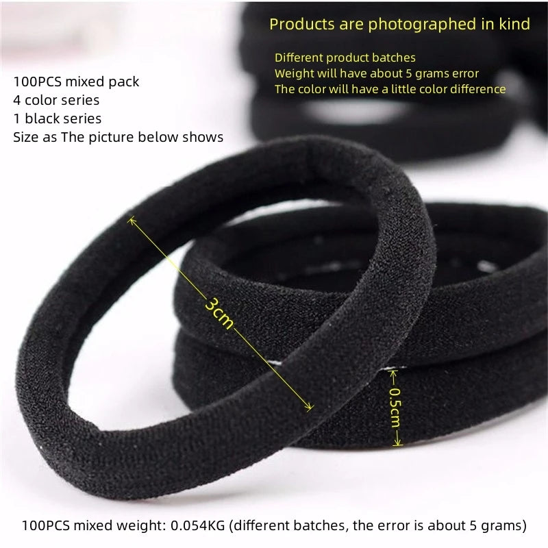 100-Pack Seamless Elastic Hair Ties – Multicolor Hair Rings Elastic Hair Ties Nixie