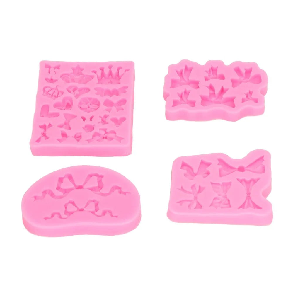 4pcs Bowknot Crown Silicone Baking Moulds – Nonstick Fondant Molds Silicone Baking Mould Nixie a