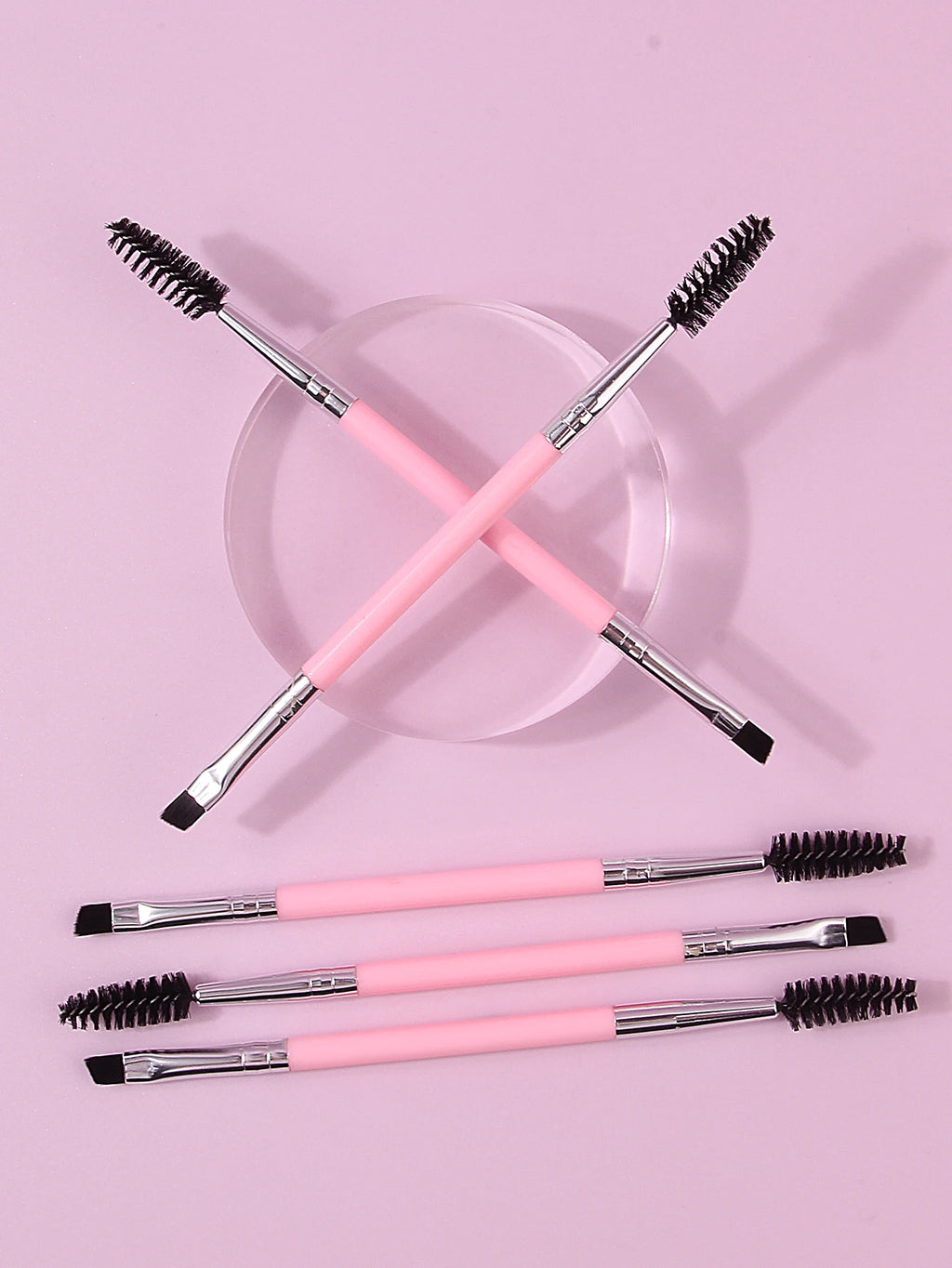 5PCS Pink Double-Ended Mascara & Eyebrow Brush Set Eye Makeup Brush Nixie