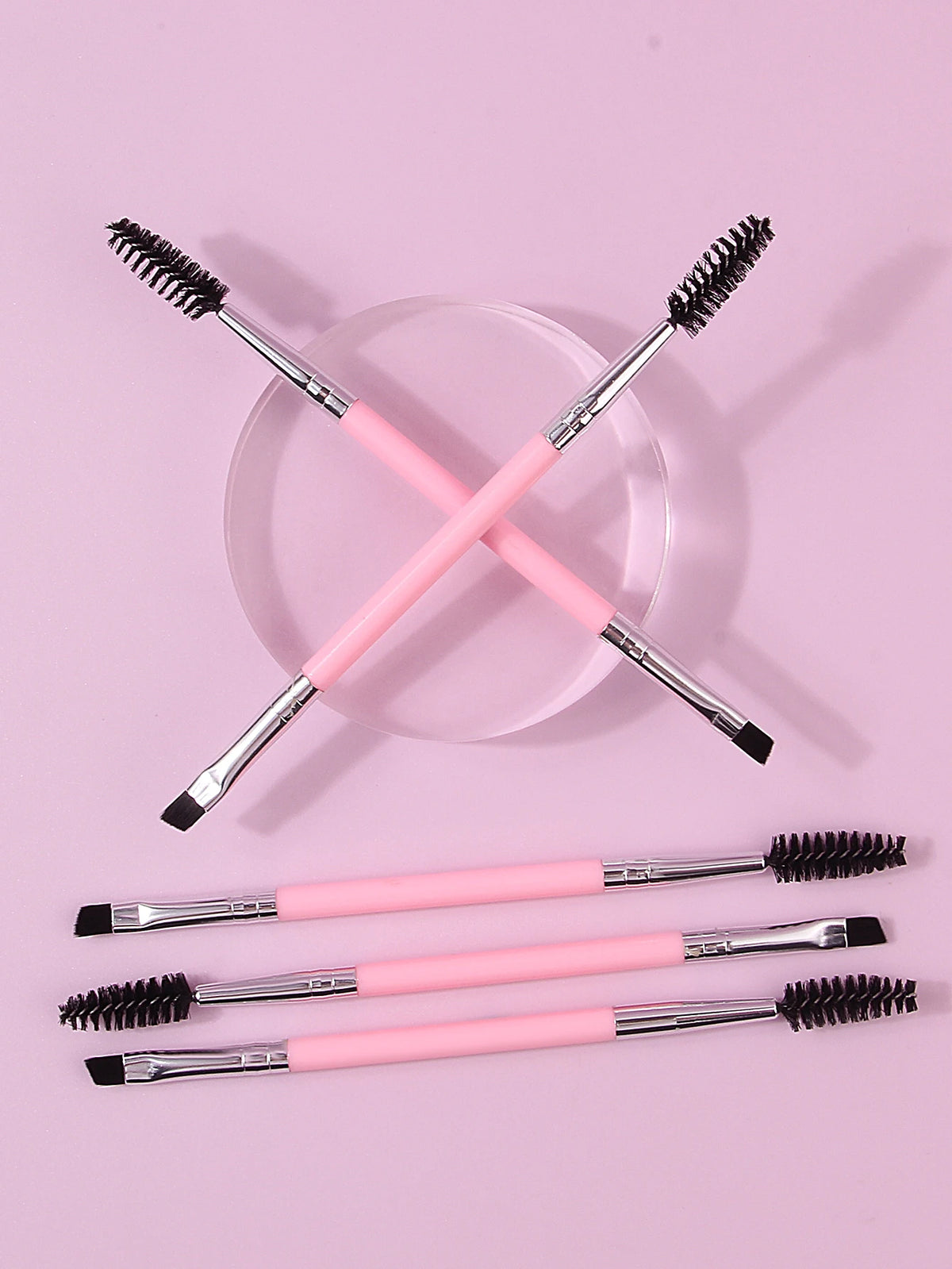 5PCS Pink Double-Ended Mascara & Eyebrow Brush Set Eye Makeup Brush Nixie