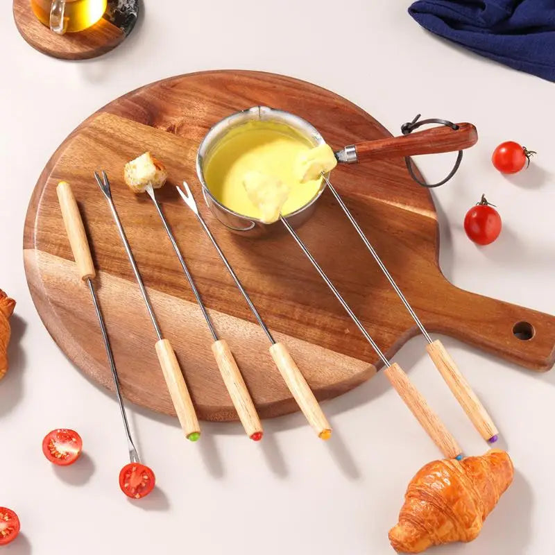 6-Piece Stainless Steel Fondue Fork Set – Cheese & Dessert Picks