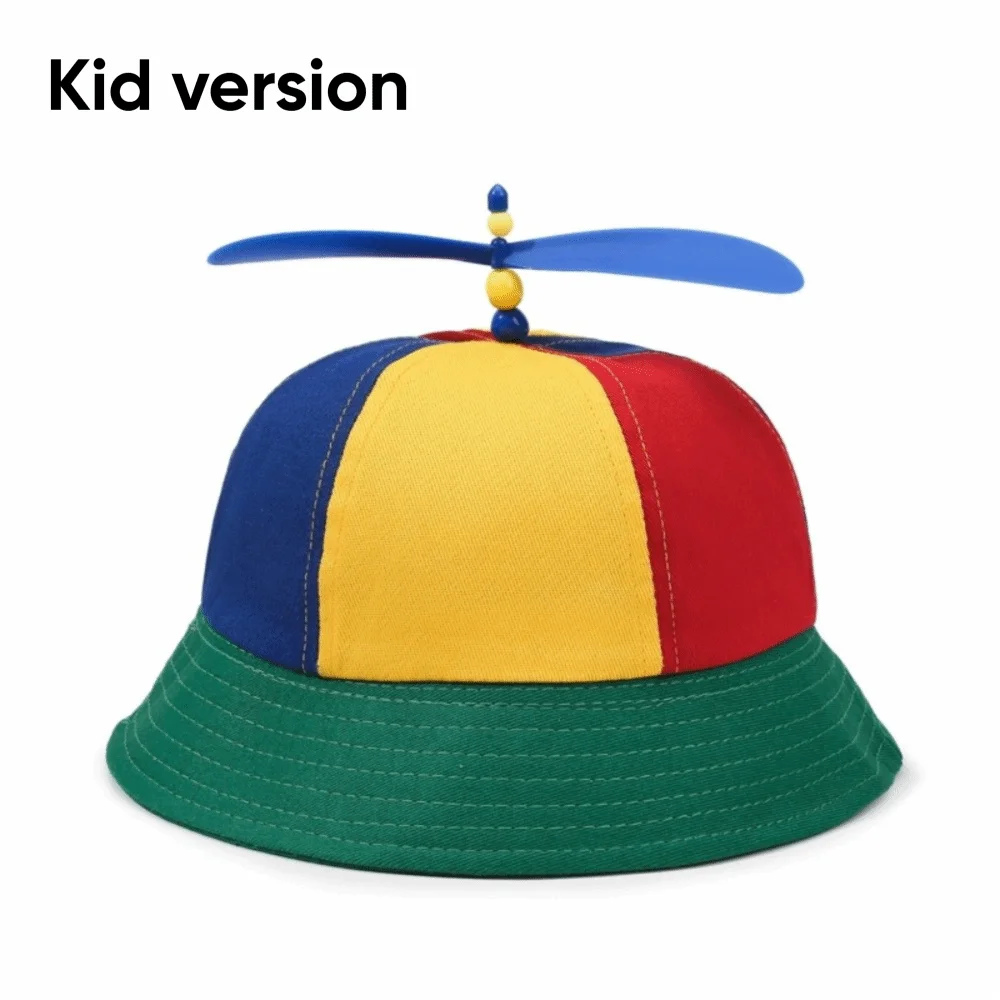 Rainbow Windmill Bucket Hat – Wide Brim Sun Hat Adults & Kids Sun Hat Nixie Kid version