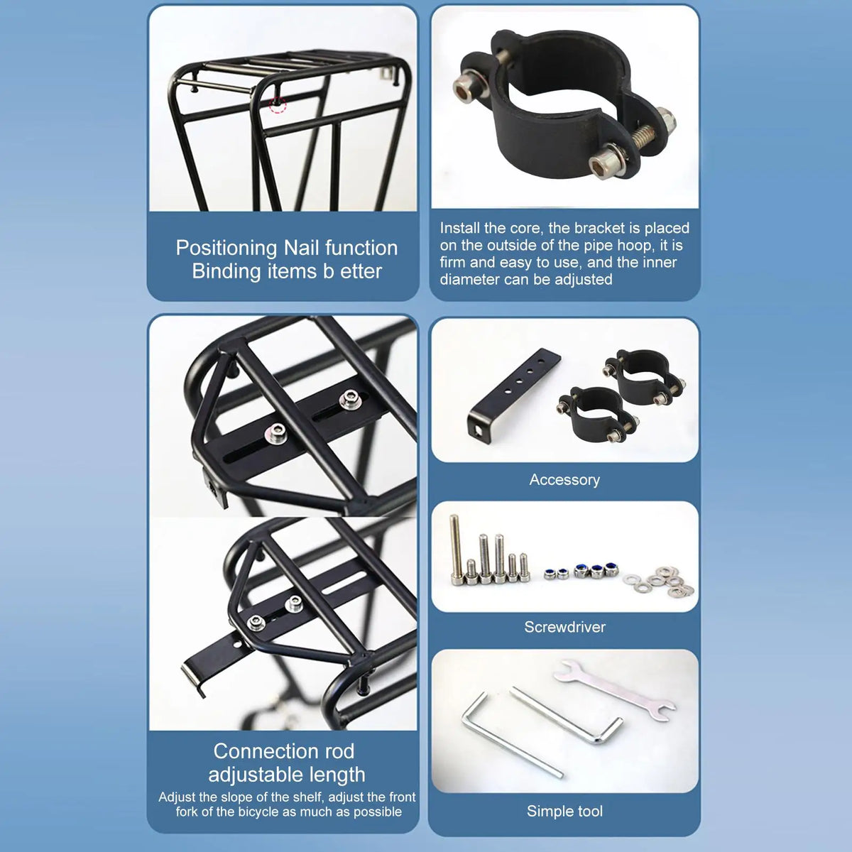 Heavy Duty Steel Front Bike Rack – 25kg Mountain & Road Cargo Front Bike Rack Nixie