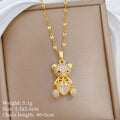 Heart Bear Pendant Choker Necklace – Gold Stainless Steel Pendant Necklace Nixie XL2606-843