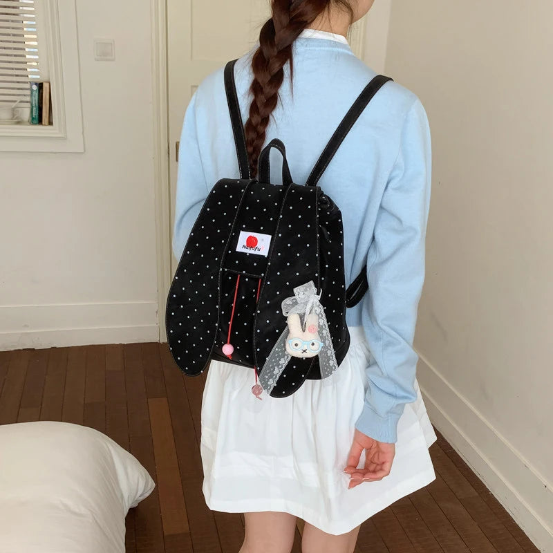 Cute Rabbit Ear Polka Dot Backpack – Women's Casual Bag Women's Backpack Nixie