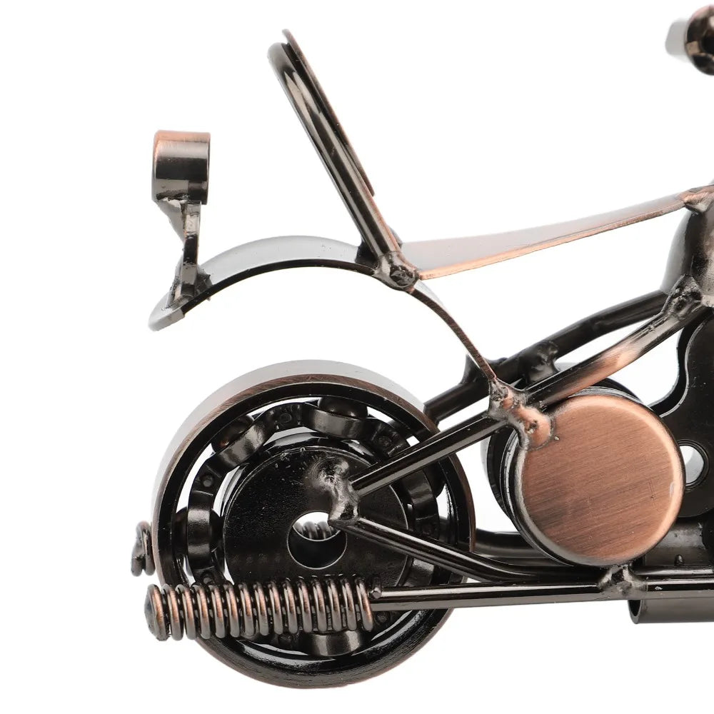 Handcrafted Iron Motorcycle Model – Movable Wheels & Handlebar Metal Motorcycle Figurine Nixie