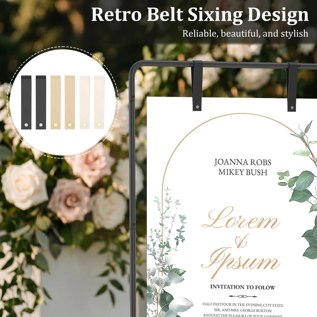 Adjustable Wedding Sign Stand Easel with Leather Straps Wedding Sign Stand Nixie