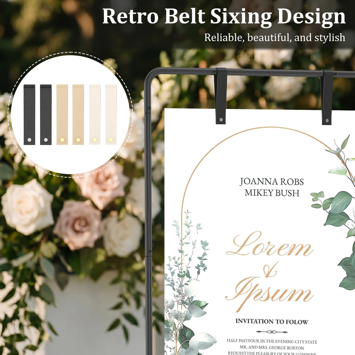 Adjustable Wedding Sign Stand Easel with Leather Straps Wedding Sign Stand Nixie