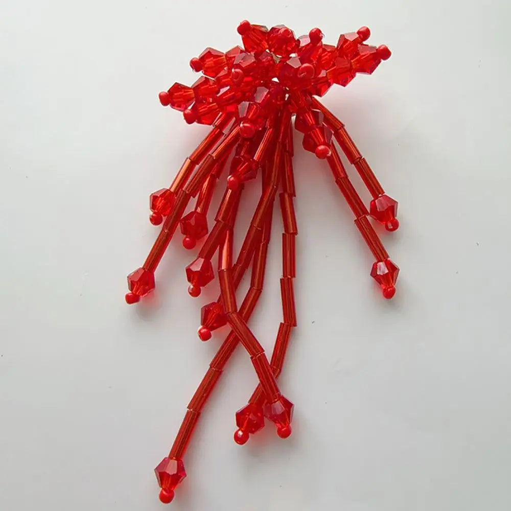 3D Crystal Beaded Flower Patch – Hand-Sewn Glass Bead Appliqué Beaded Flower Appliqué Nixie