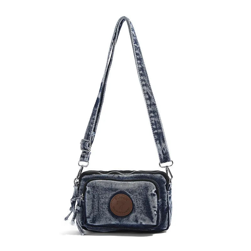 Vintage Denim Shoulder Crossbody Bag | Multi-Layer Women's Bag Denim Shoulder Bag Nixie