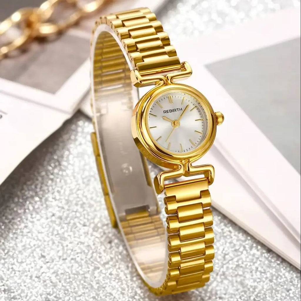REBIRTH Gold Bracelet Watch – Casual Luxury Quartz Bracelet Watch Nixie