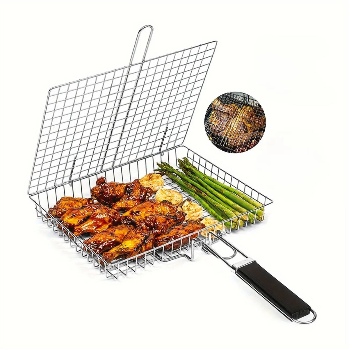 BBQ Grill Basket – Heavy Duty Stainless Steel Barbecue Turner
