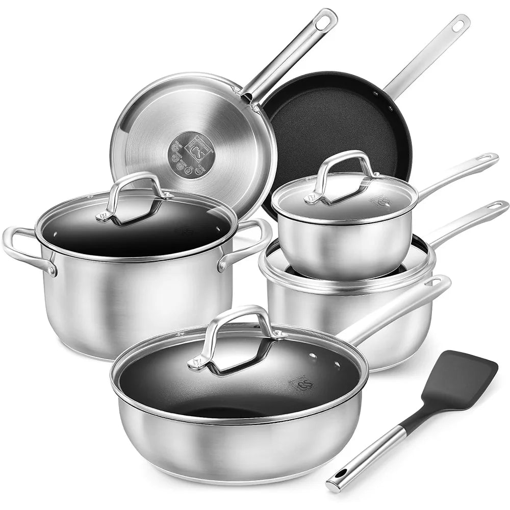 KOCH SYSTEME CS 10-Piece Nonstick Stainless Steel Cookware Set Cookware Set Nixie 10 piece se