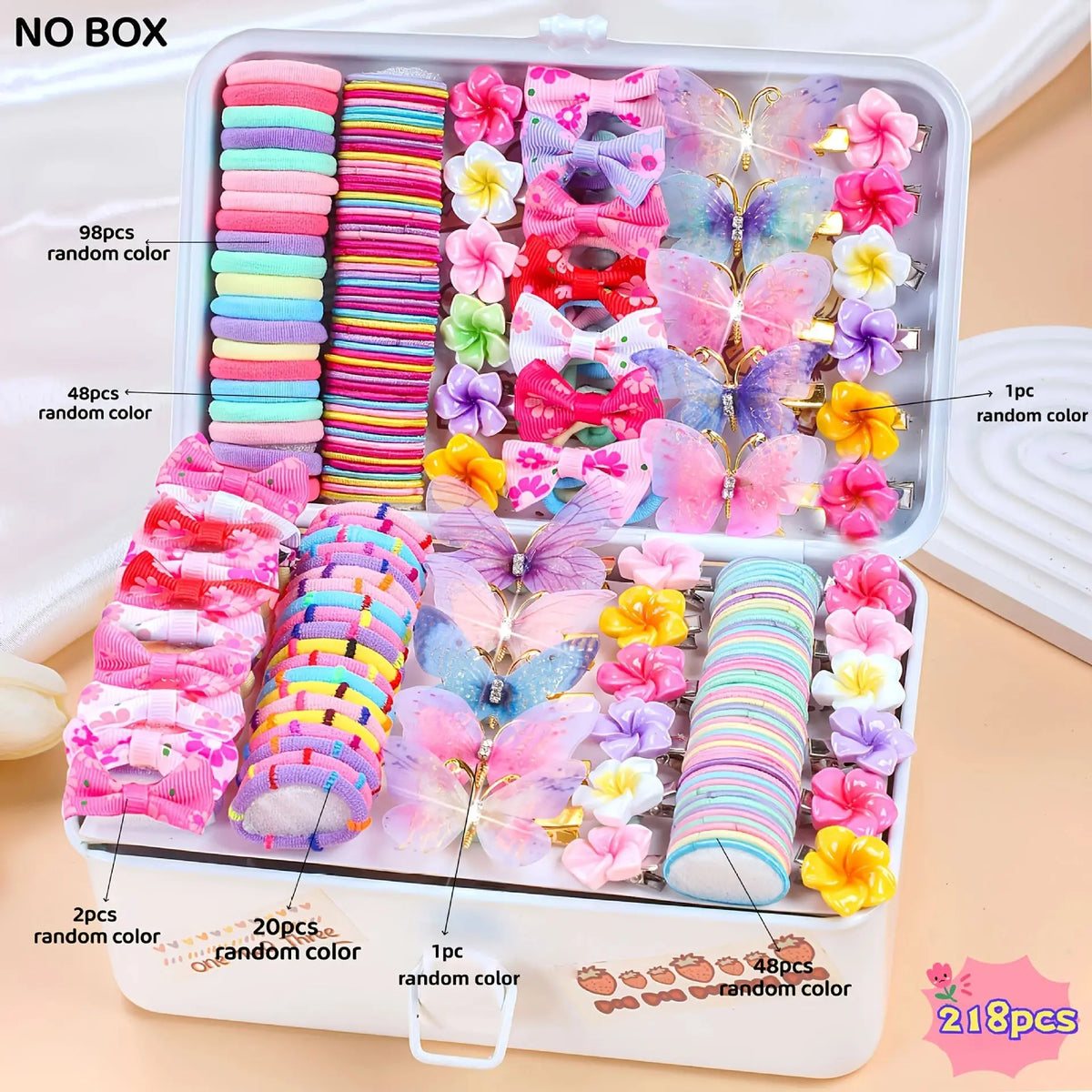 218pcs Flower Hair Accessories Set – Girls Hair Bands & Clips Girls Hair Accessories Nixie 218pcs-No box M