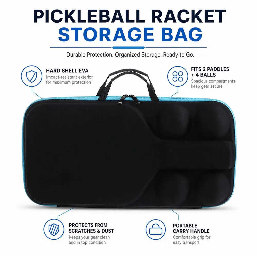 Hard Shell Pickleball Paddle Bag – Fits 2 Paddles & 4 Balls Pickleball Paddle Bag Nixie