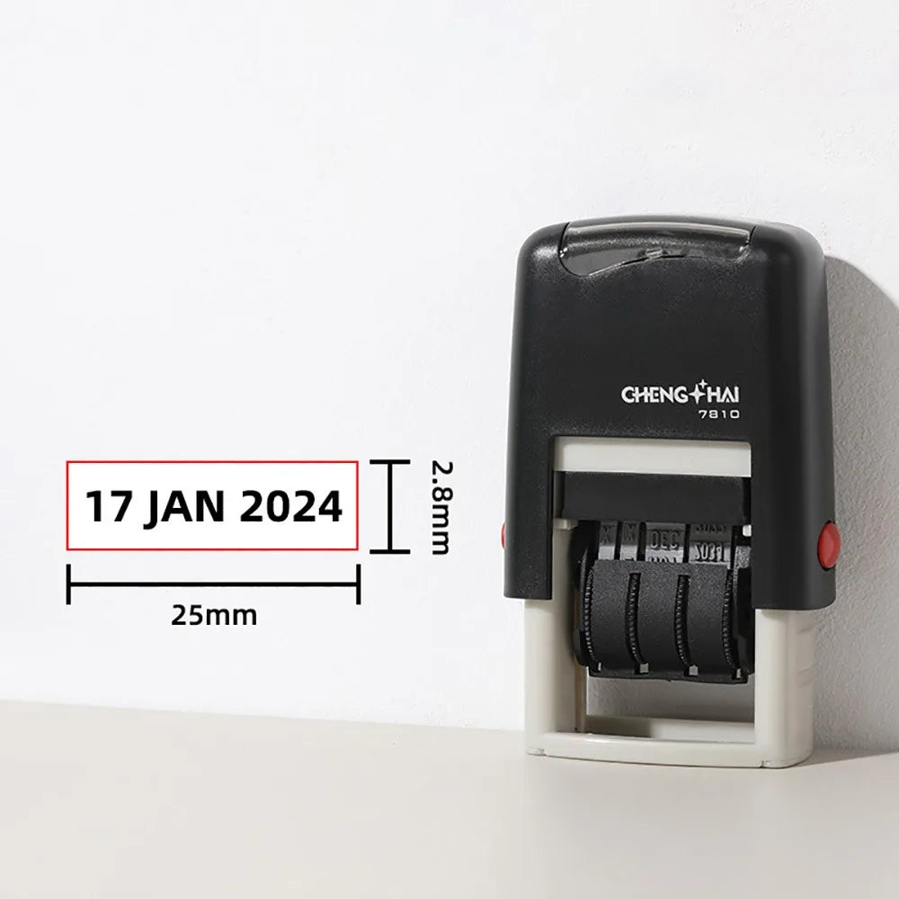 Adjustable Self-Inking Date Stamp – Day Month Year Multicolor