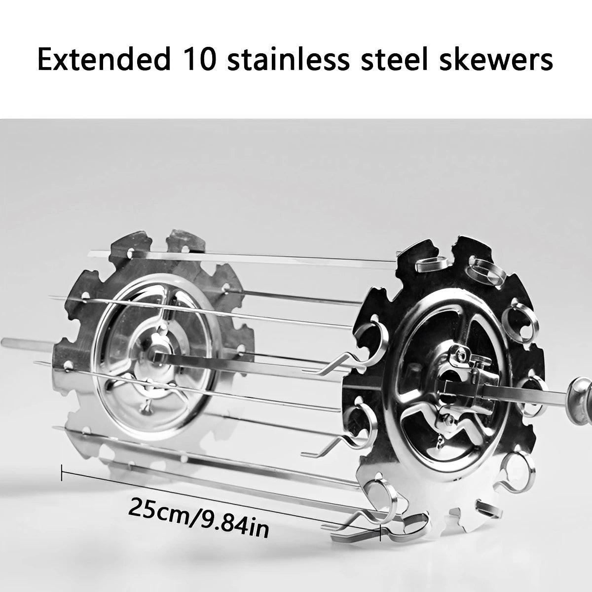 Stainless Steel BBQ Rotisserie Skewer Cage with 10 Skewers BBQ Skewer Cage Nixie