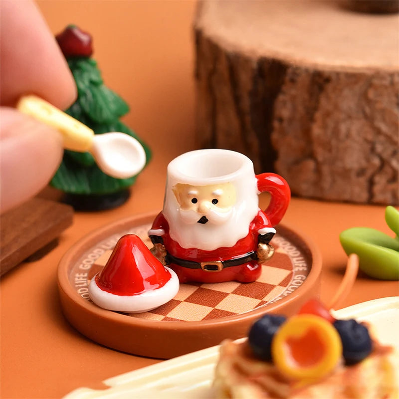 Mini Santa Claus Teacup Resin Christmas Miniature Decoration Christmas Miniature Figurine Nixie