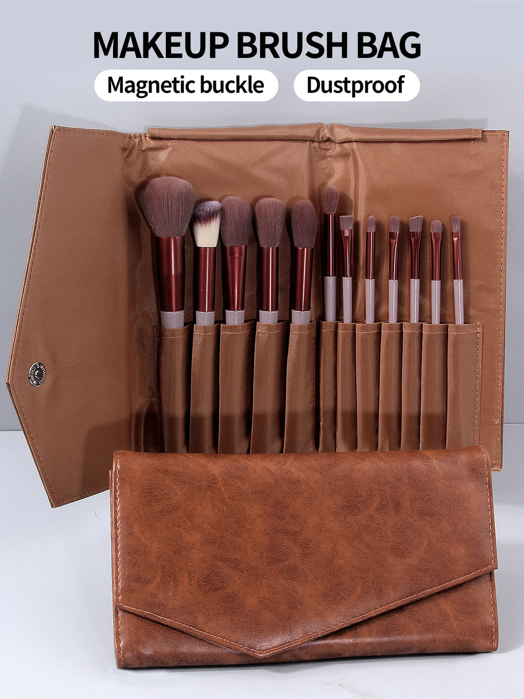 Luxury Envelope PU Makeup Brush Bag – Travel Magnetic Organizer Makeup Brush Bag Nixie