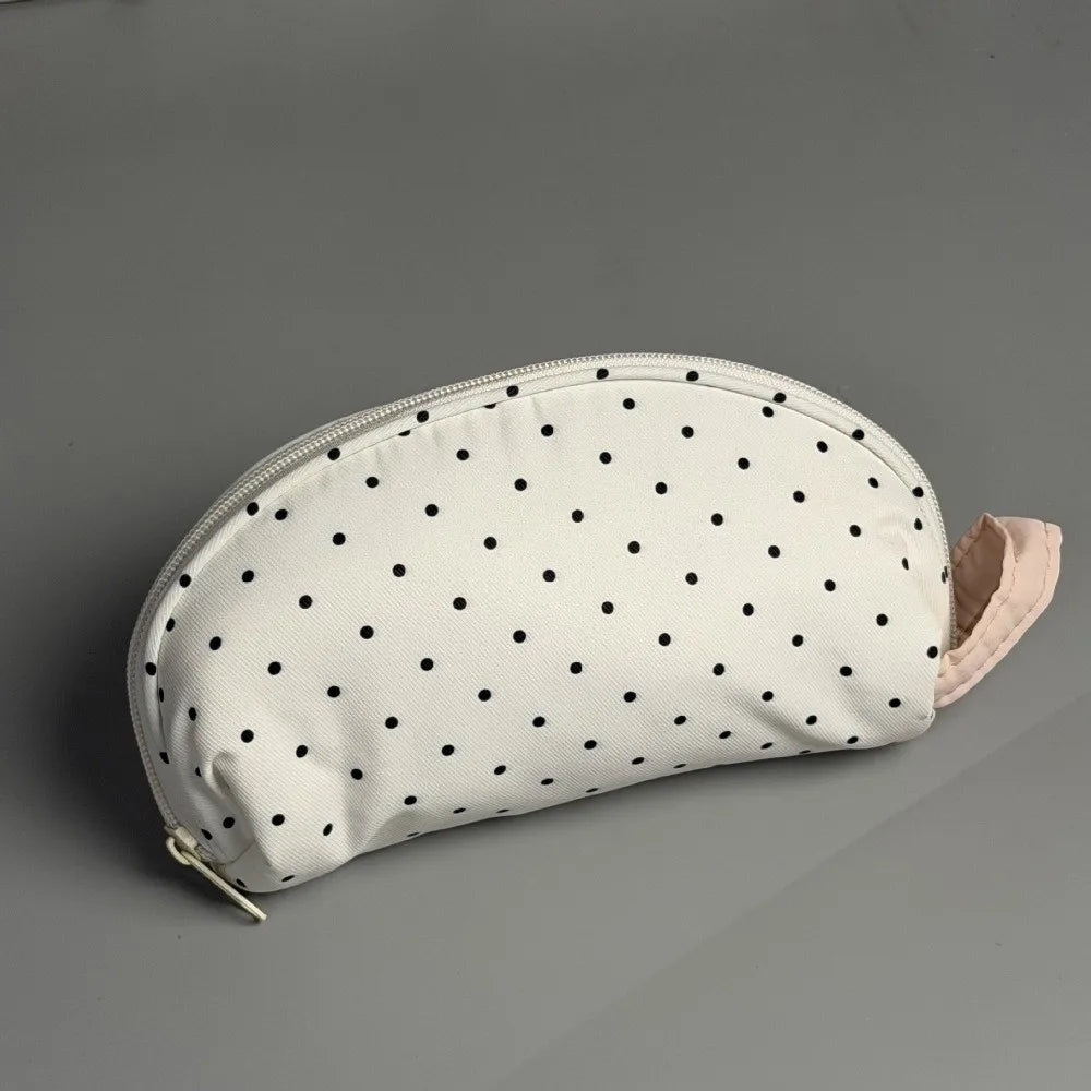 Polka Dot Shell Pencil Case – Large Capacity Canvas Pouch