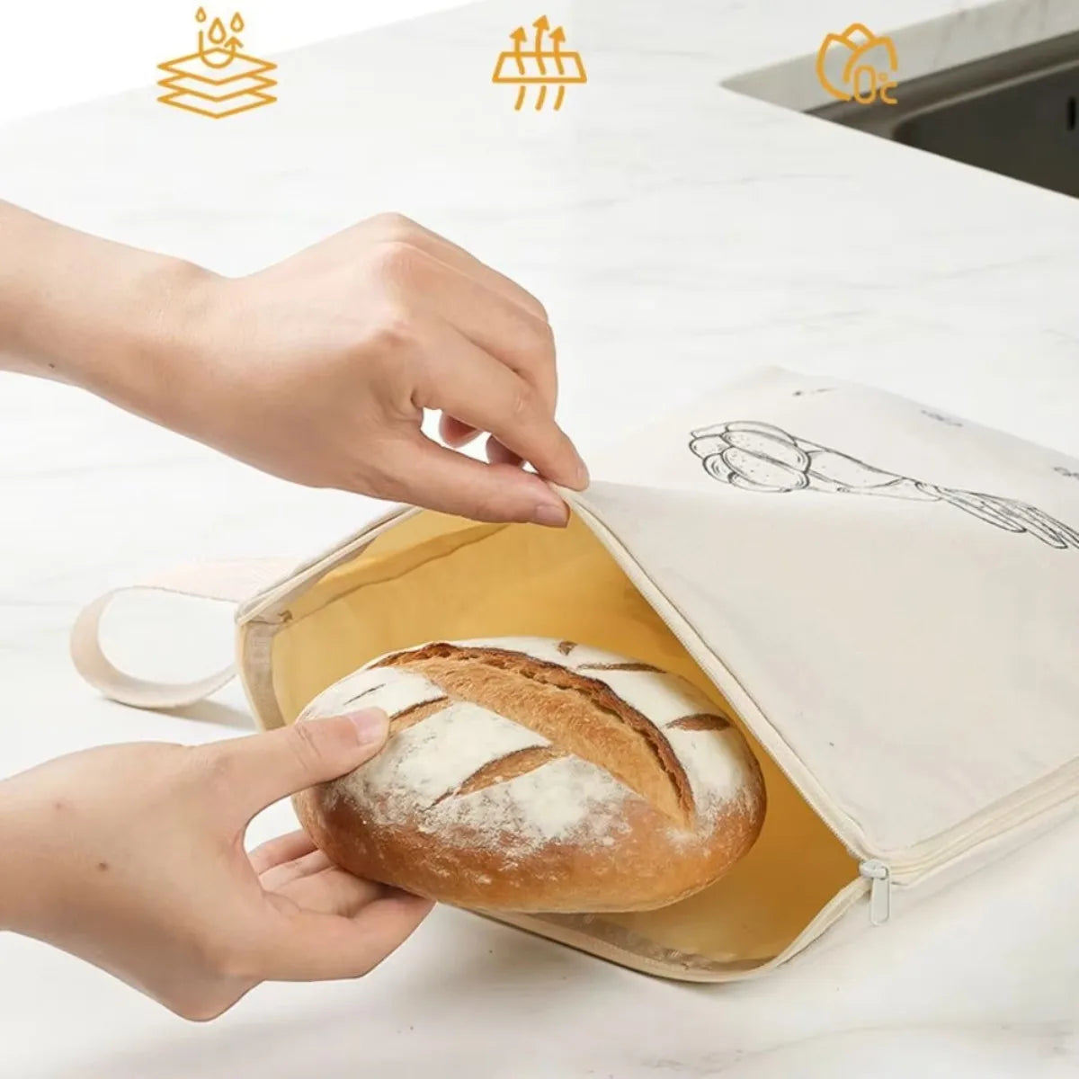 Reusable Beeswax Bread Bags – Double Cotton L-Zipper Beeswax Bread Bag Nixie