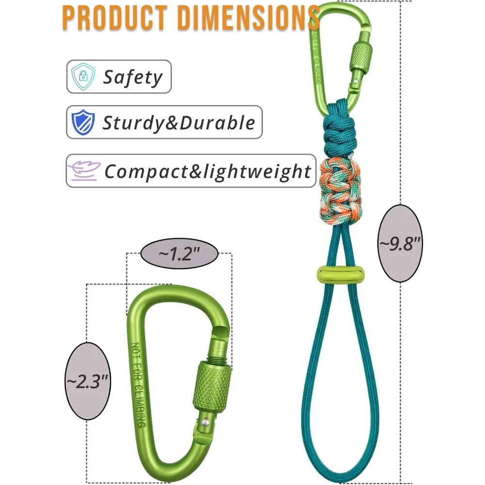 2-Pack Paracord Water Bottle Carrier Clip with Locking Carabiner Bottle Carrier Clip Nixie