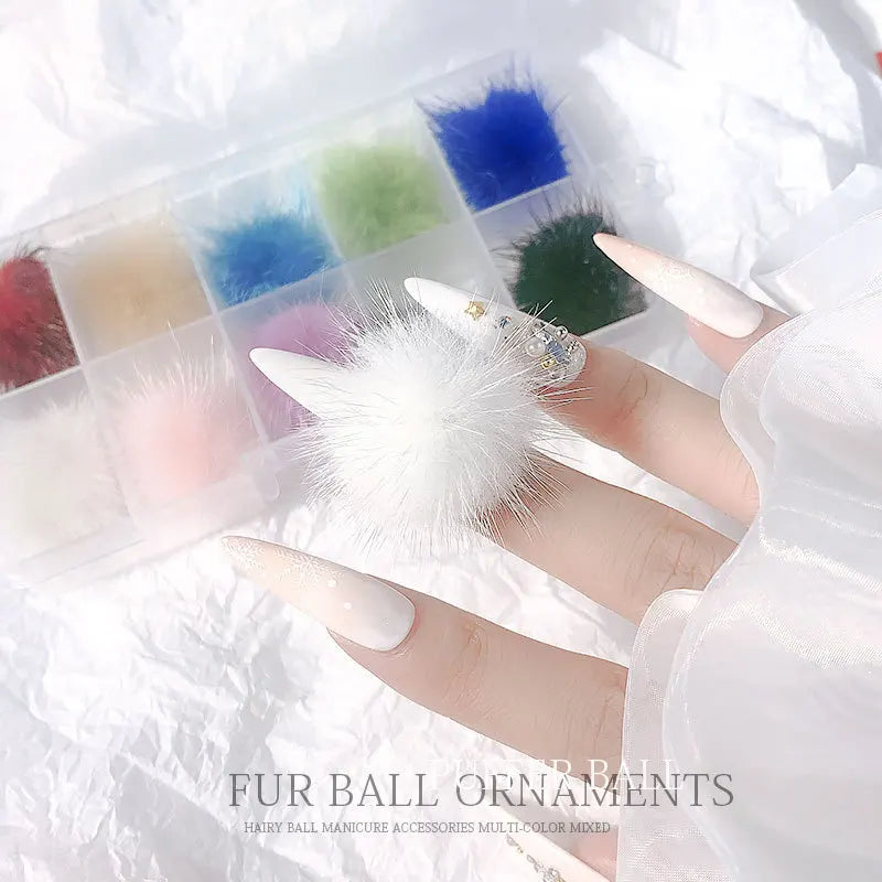 Magnetic Pompom Nail Art Charms Kit – 20 Pcs Kawaii Decor Nail Art Charms Nixie