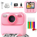 Kids Instant Print Camera 1080P HD Thermal Printer Dual Lens Kids Instant Camera Nixie Pink Set 32G SDCard