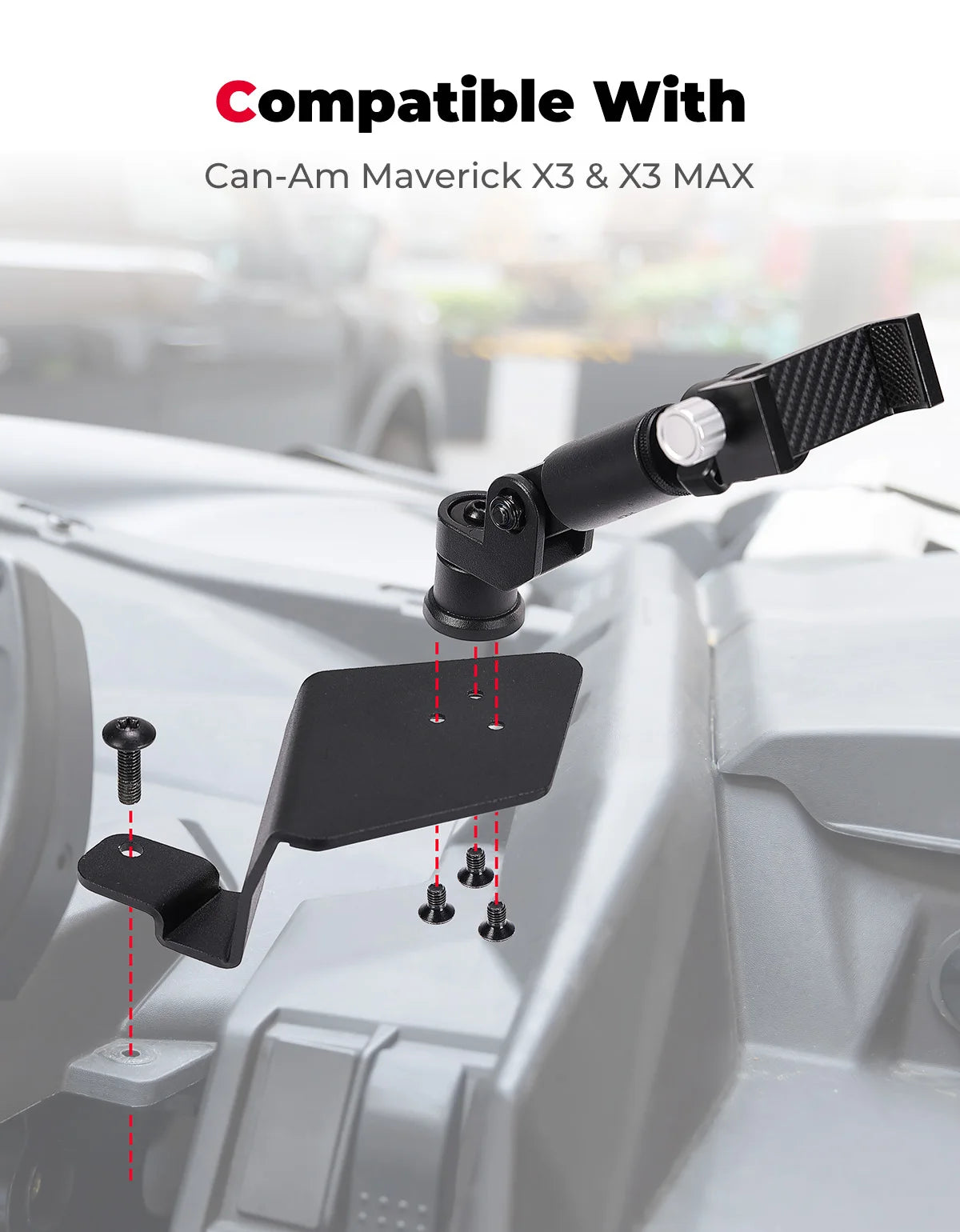 360° CNC Phone Mount for Can-Am Maverick X3 – No-Drill Bracket UTV Phone Mount Nixie
