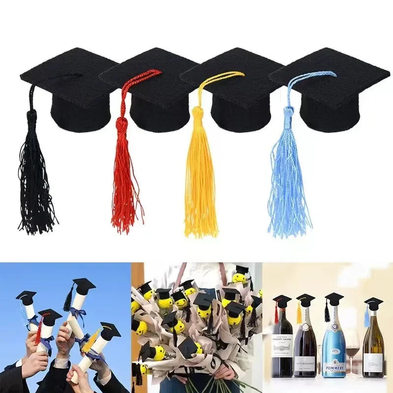 10PCS Mini Felt Tassel Graduation Hats – Party Bottle Decor Party Decoration Nixie