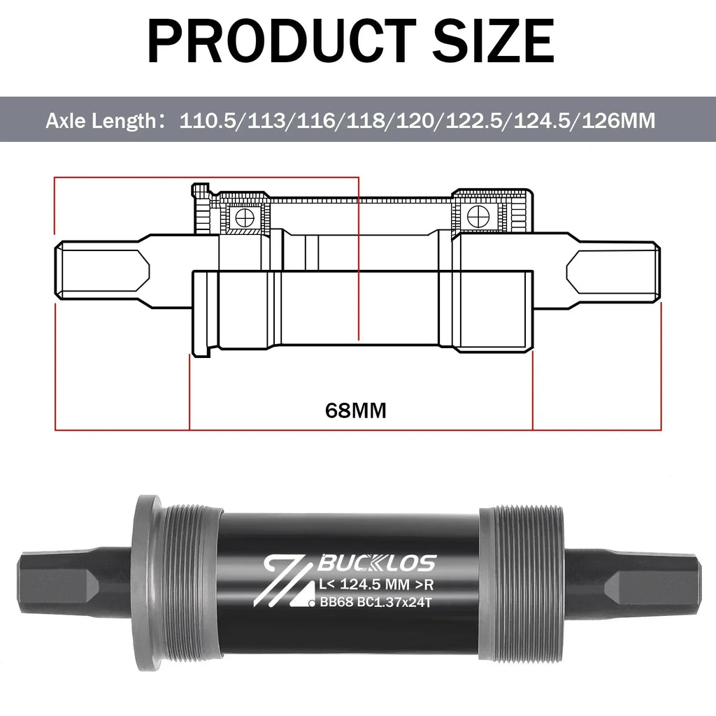 BUCKLOS BSA BB68 Bike Bottom Bracket MTB Road E-Bike Crankset Bike Bottom Bracket Nixie 68x124.5mm