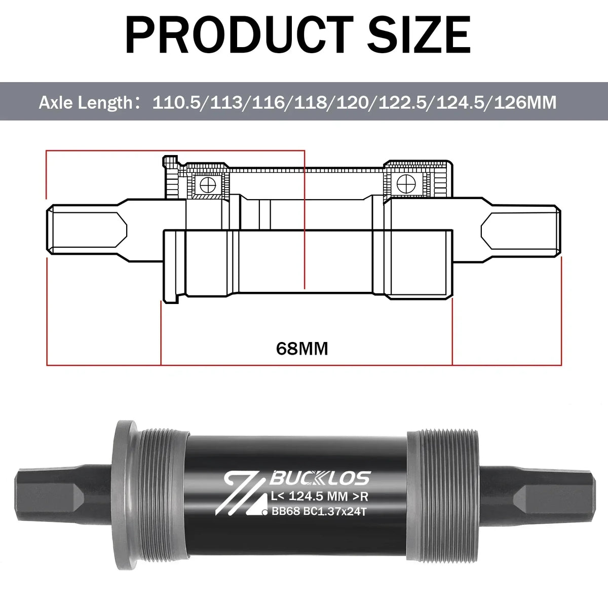 BUCKLOS BSA BB68 Bike Bottom Bracket MTB Road E-Bike Crankset Bike Bottom Bracket Nixie 68x124.5mm