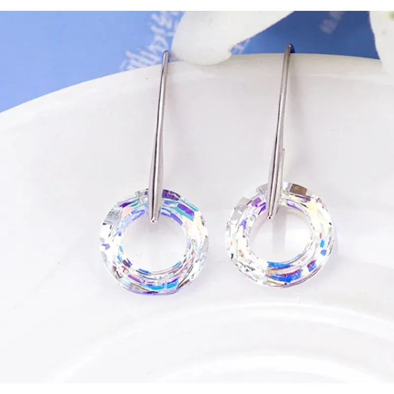 Crystal Circle Drop Earrings for Women | Gold Bohemian Dangle Dangle Earrings Nixie