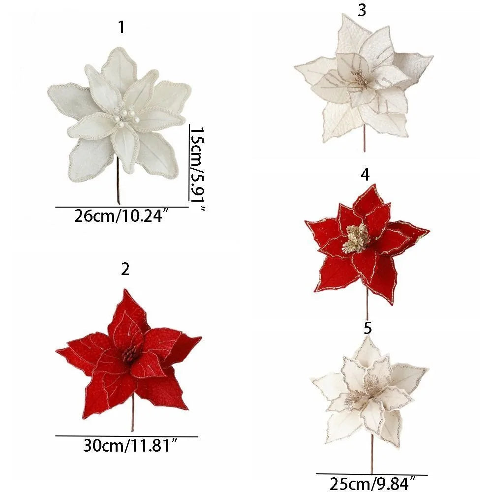 Large Artificial Christmas Glitter Flower – Festive Party Décor