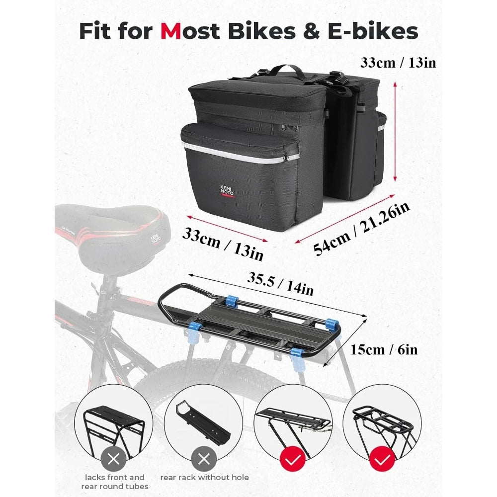KEMITOUR 34L Bike Pannier Bags – Rear Rack with Rain Cover Bike Pannier Bags Nixie
