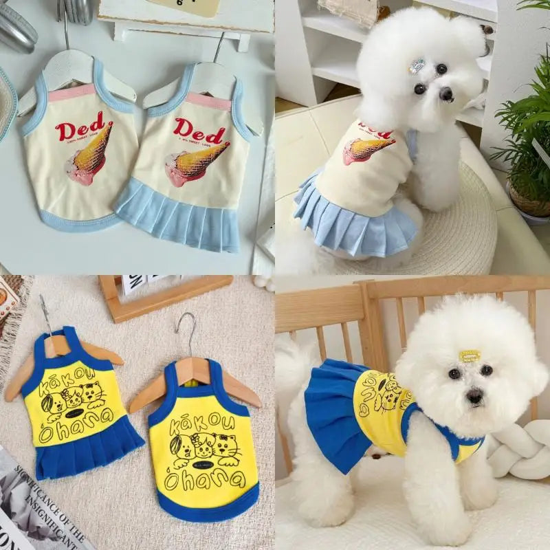 Small Dog Princess Sling Dress – Ice Cream Print Pet Outfit Dog Dress Nixie
