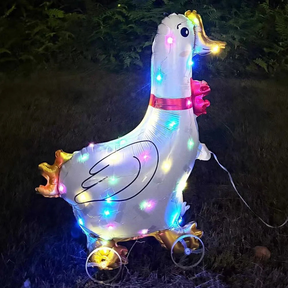 3D Luminous Cartoon Animal Balloon with Wheels & Light Party Balloon Nixie as show Goose