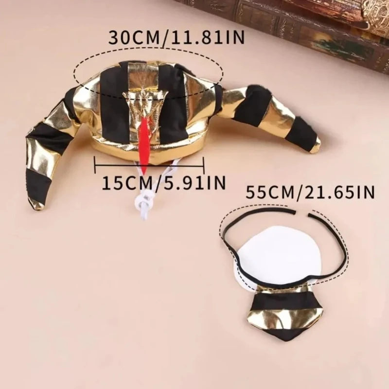 Pet Egyptian Pharaoh Hat with Bib – Halloween Cosplay Costume Pet Costume Hat Nixie