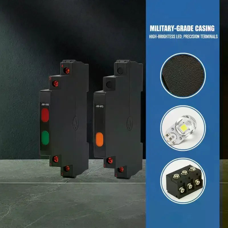 JD9 DIN Rail Indicator Light 24V–220V AC/DC Dual Color Signal DIN Rail Indicator Light Nixie