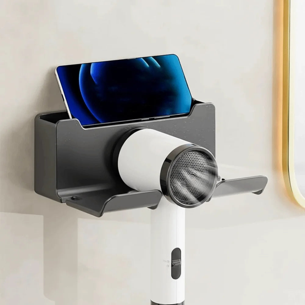 Wall Mounted Hair Dryer Holder with Organizer Compartments Hair Dryer Holder Nixie