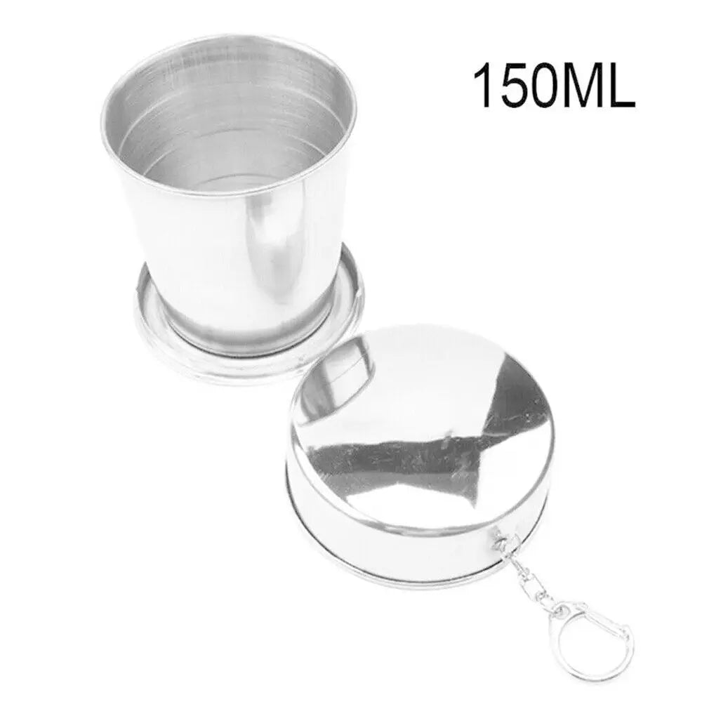 Collapsible Stainless Steel Travel Cup with Keychain & Lid Collapsible Travel Cup Nixie 150ml