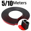B Shape Rubber Car Door Seal Strip 5M/10M Weatherstripping Car Door Seal Strip Nixie Black-5m