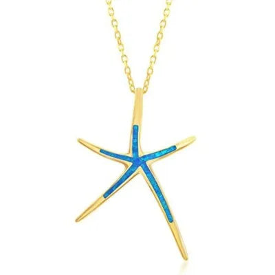 Pink Opal Starfish Pendant Necklace | Mood Tracker Jewelry Pendant Necklace Nixie Blue