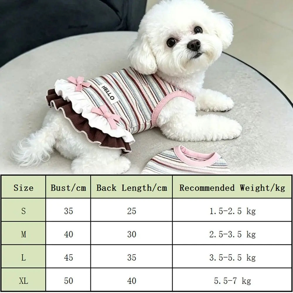 Cute Summer Dog Dress Rainbow Stripe Lace Skirt Small Dogs Dog Dress Nixie