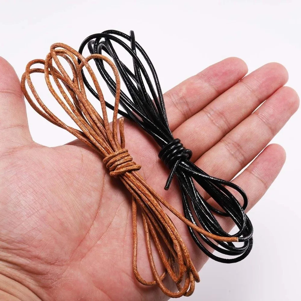 Black Genuine Leather Cord 1–6mm Round Thong for DIY Jewelry Leather Jewelry Cord Nixie