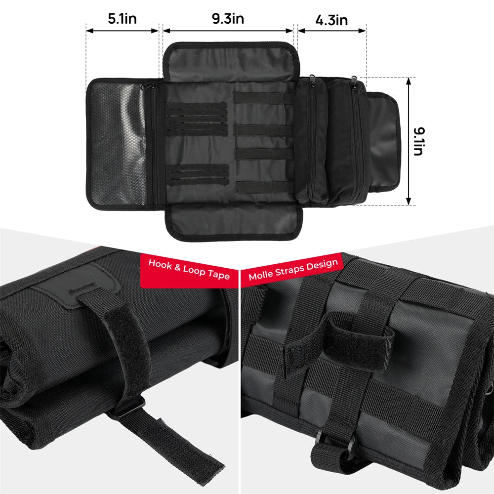 Motorcycle Handlebar Tool Roll Bag – 46 Loops | Softail Dyna Motorcycle Tool Bag Nixie