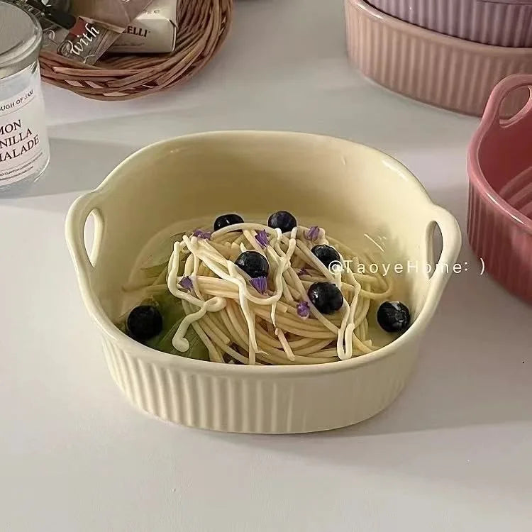 Ceramic Air Fryer Baking Bowl – Heat-Resistant Square Dish Ceramic Baking Bowl Nixie